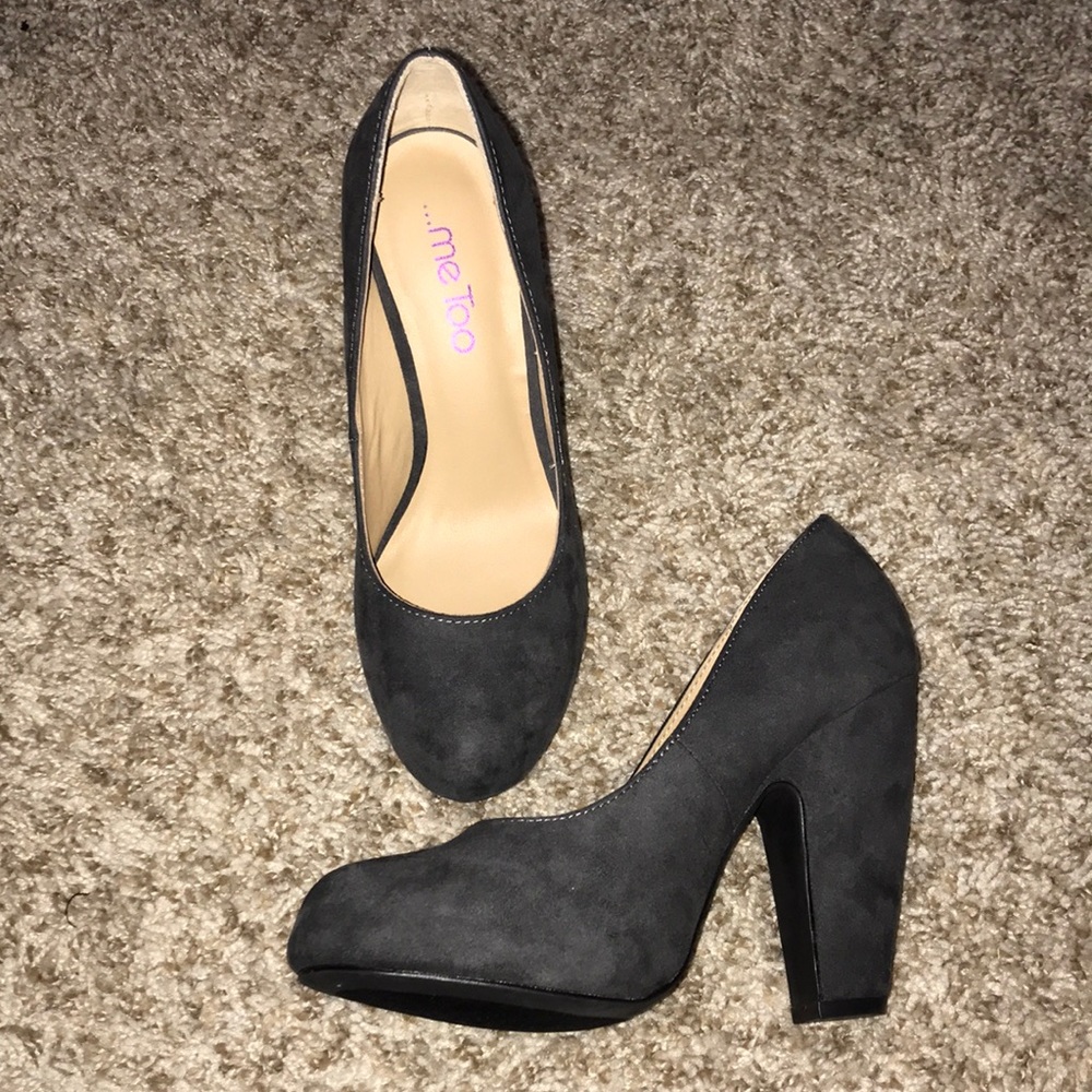 Gray Faux Suede Heels